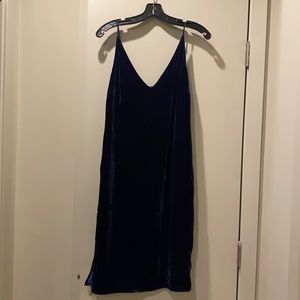 Blue velvet slip dress